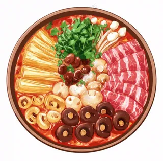 麻辣烫火锅烫菜美食插画免抠
