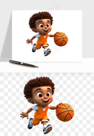 立体篮球人物png免抠