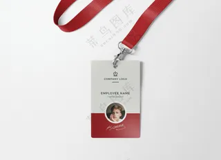 工牌厂牌胸牌企业工作证件简约VI样机PSD模板7