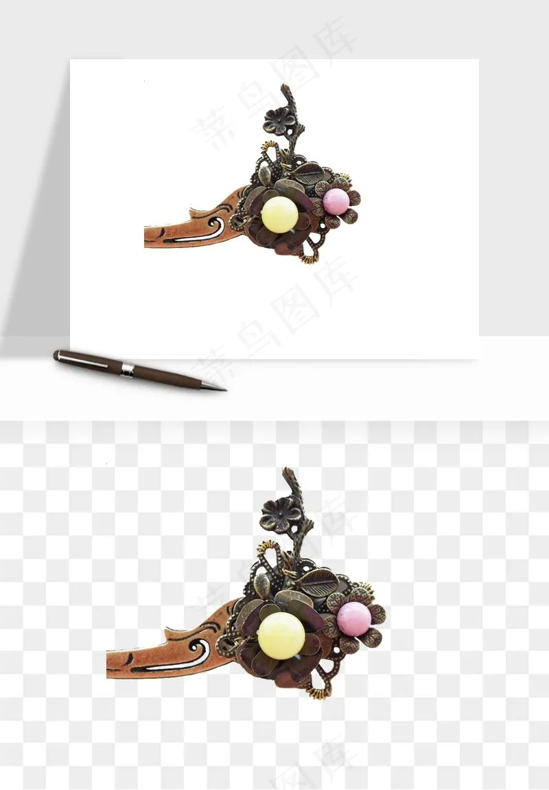古风发簪头饰配饰png免抠