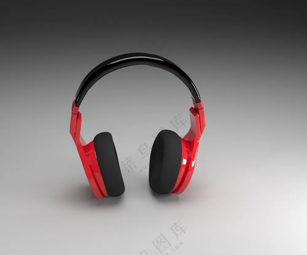 黑红色立体头戴式耳机样机