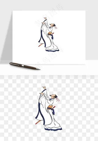 手绘古代诗人文人png免抠