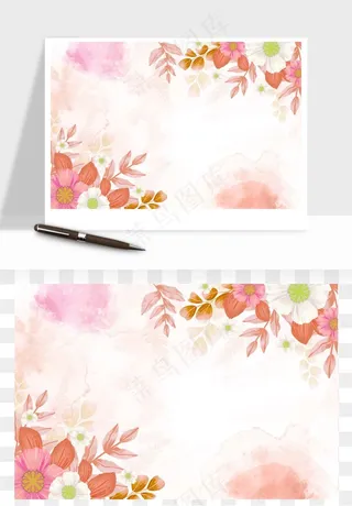 水彩花卉手绘矢量背景