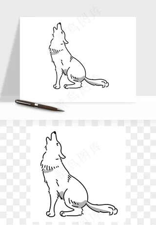 手绘狼嚎狼动物矢量