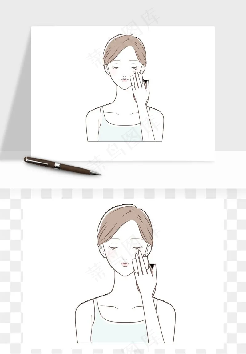 手绘面部人物护肤矢量