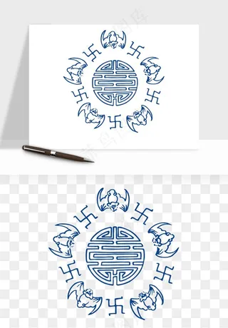 青花瓷花纹花卉图案png免抠