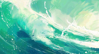 端午节水浪花绿色创意插画背景