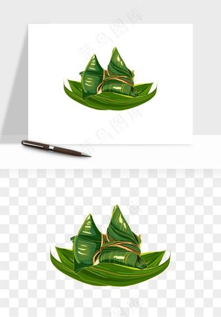 国潮粽子手绘肉粽png免抠