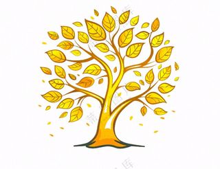 秋天金色的树木免抠