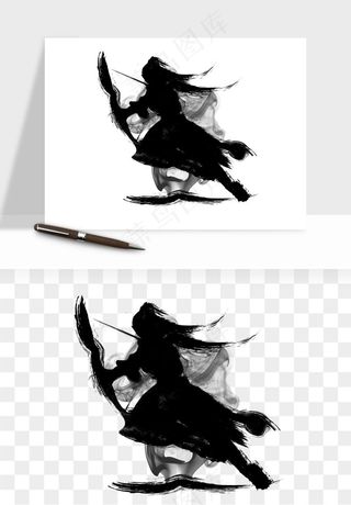 水墨江湖侠客武侠剪影png免抠