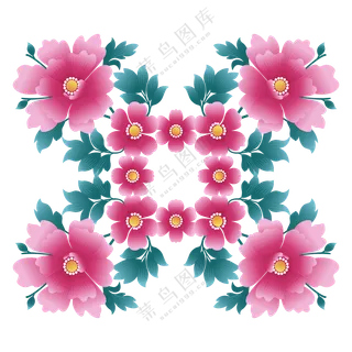 对称牡丹花朵免抠素材