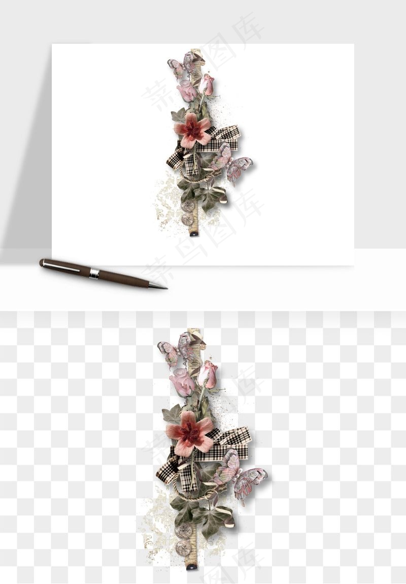 复古花卉相框欧式png免抠