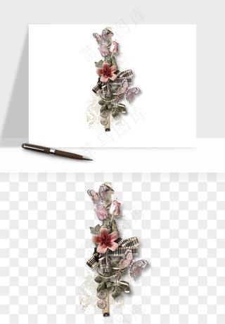 复古花卉相框欧式png免抠