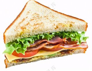 芝士培根三明治美食西餐摄影图免抠