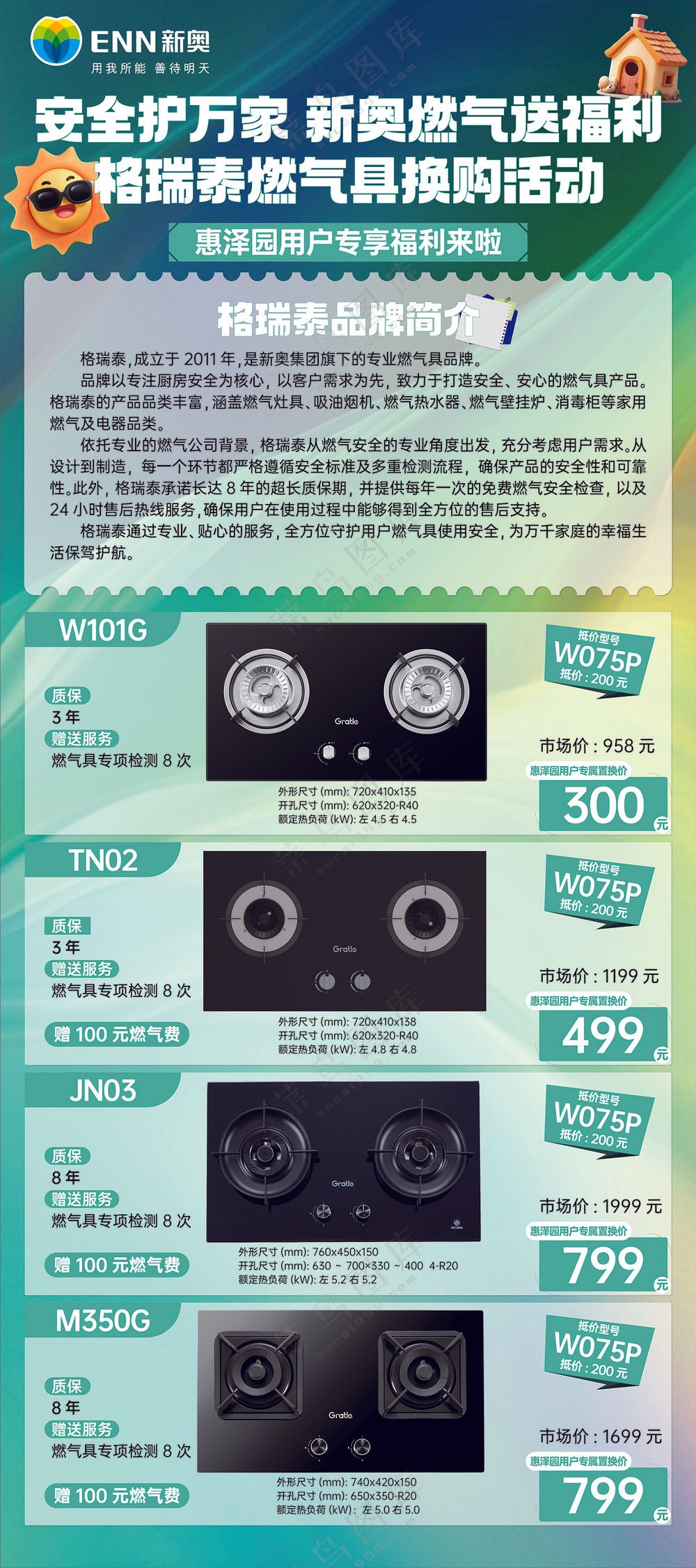 燃气活动展架800×1800绿色能源背景制作源文件