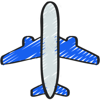 飞机 铅笔手绘图标 icon