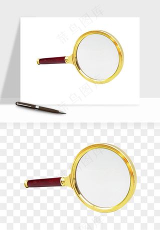 手绘放大镜镜片png免抠