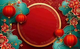 红色喜庆新年红灯笼庆祝节日元旦插画背景