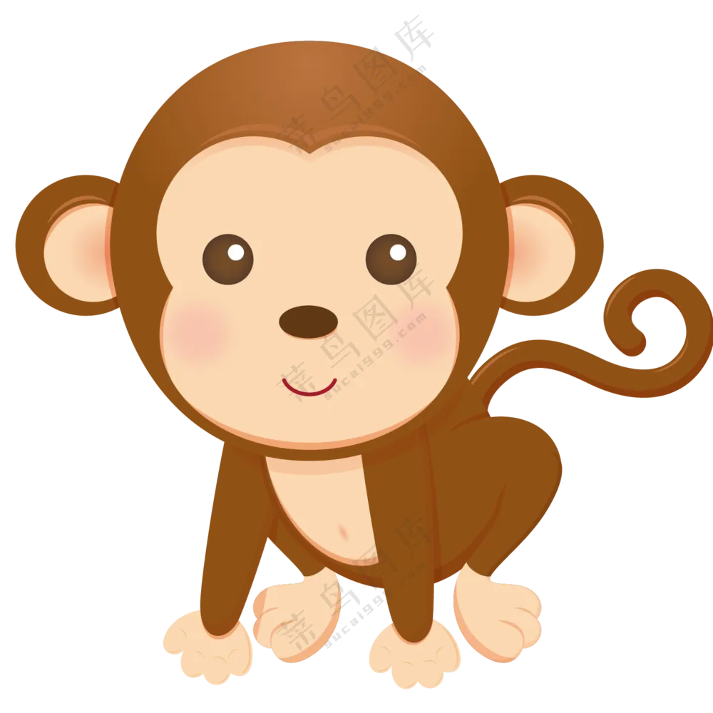手脚着地的卡通小猴子免抠图片素材