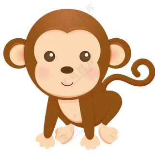 手脚着地的卡通小猴子免抠图片素材