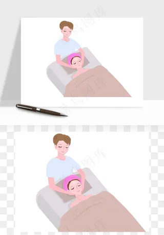 手绘面部人物护肤矢量