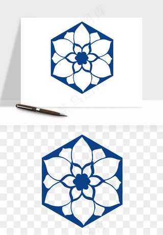 青花瓷花纹花卉图案png免抠