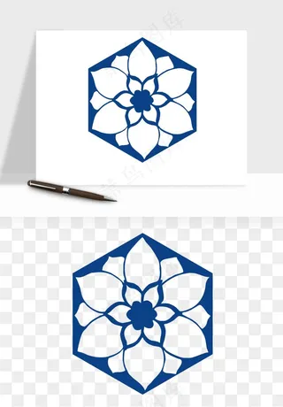 青花瓷花纹花卉图案png免抠