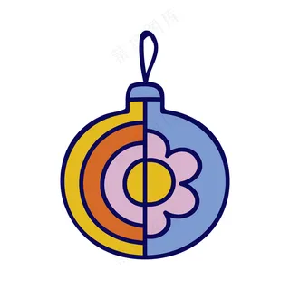 花朵彩虹圣诞装饰球 民族风装饰小元素