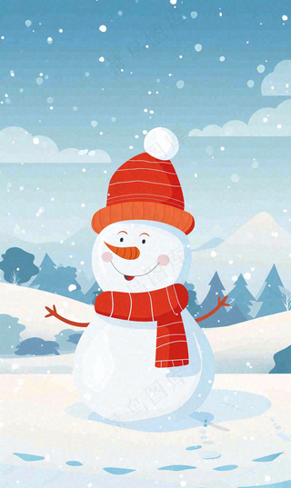 冬天白雪覆盖寒冷唯美雪景大寒插画背景