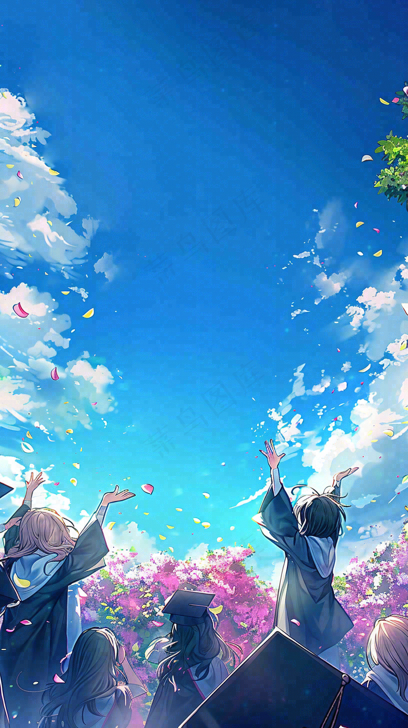 学生毕业季考试青春插画背景