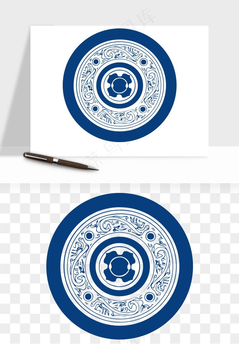 青花瓷花纹花卉图案png免抠