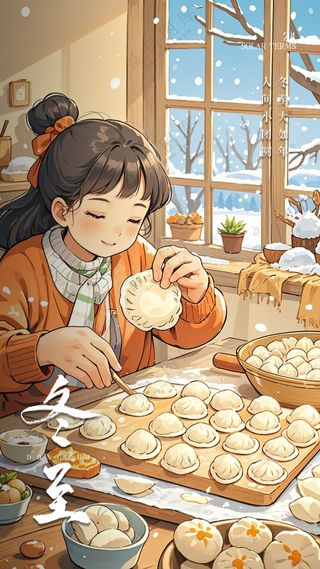 冬至节日唯美大气简约节气海报