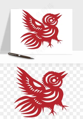 传统花鸟动物剪纸png免抠