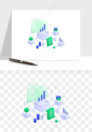 立体2.5d科技商务png免抠