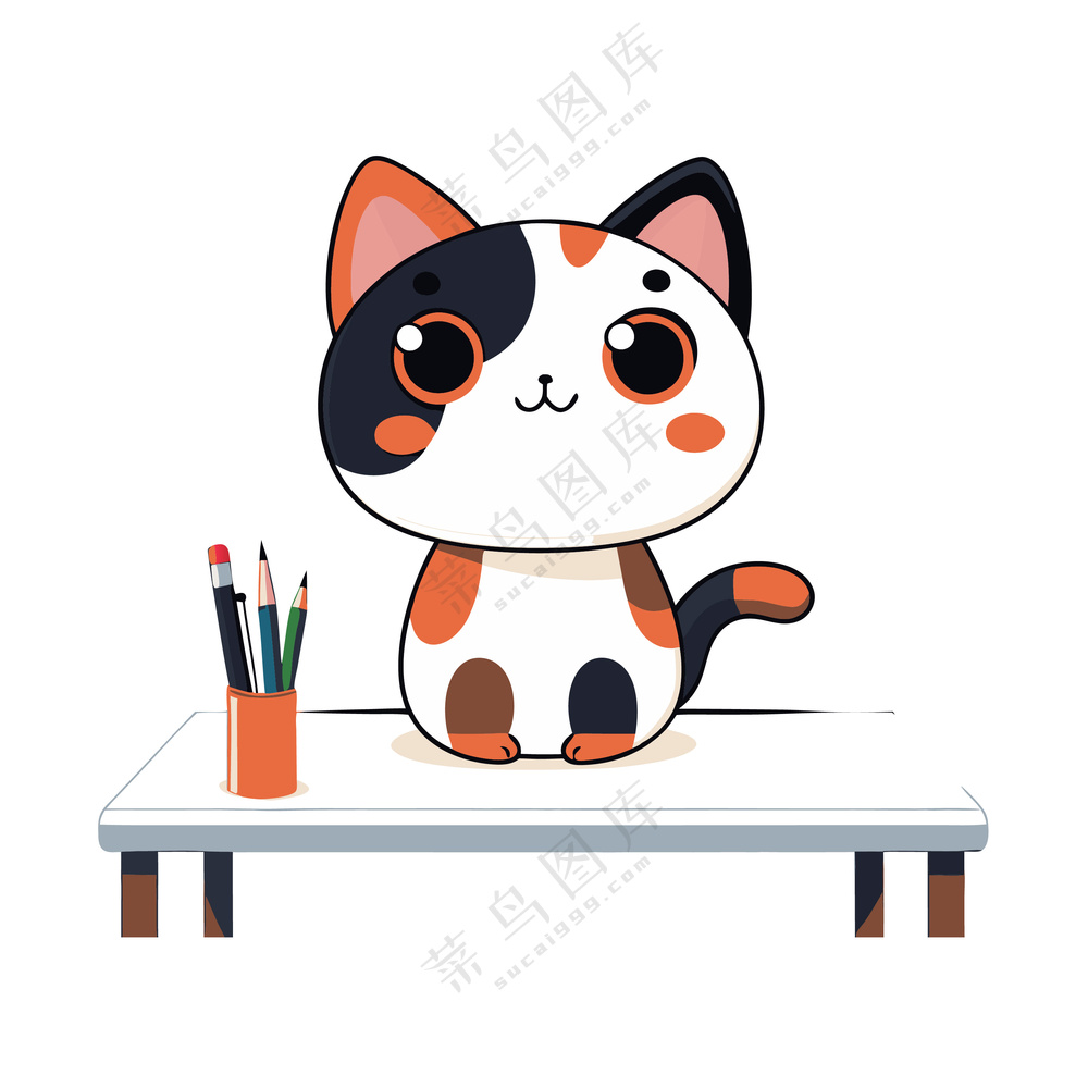 动物桌子上面可爱小猫