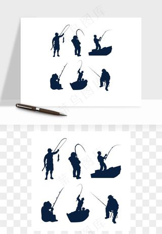 钓鱼人物剪影矢量