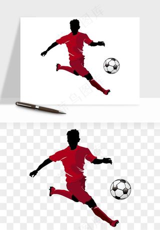 手绘踢足球运动人物png免抠