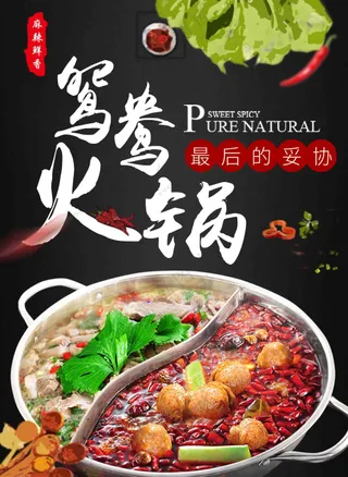 鸳鸯火锅美食创意海报