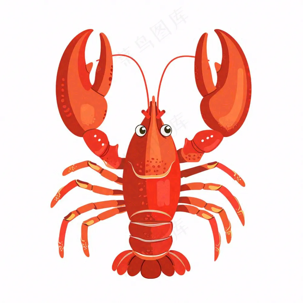 大龙虾海洋海鲜卡通插画免抠