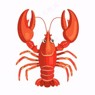 大龙虾海洋海鲜卡通插画免抠