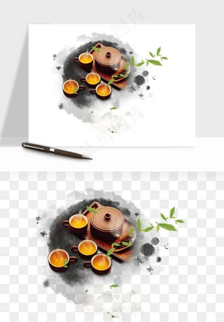 中国风茶壶茶几png免抠图