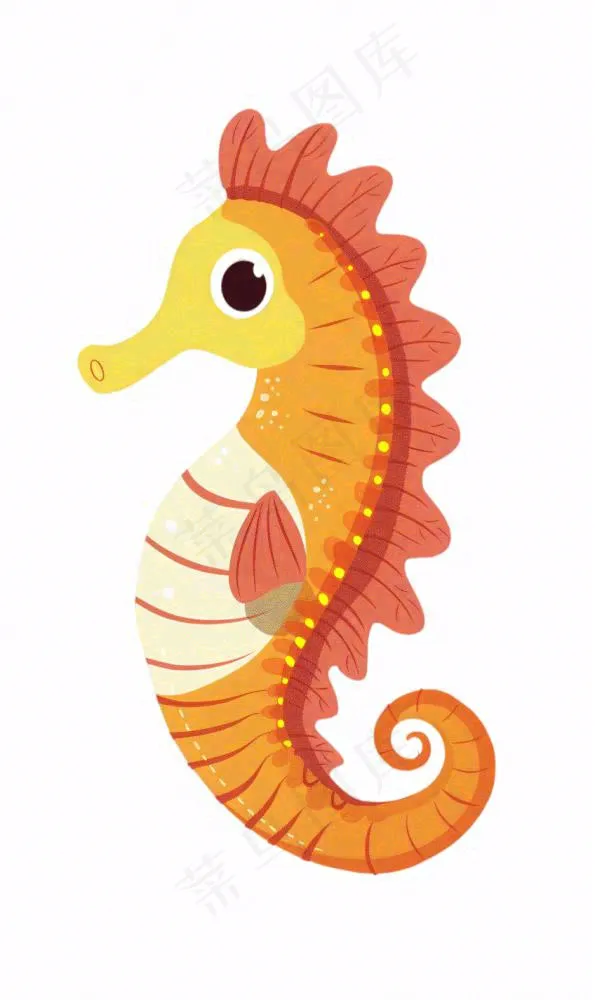 海马海洋动物卡通插画免抠
