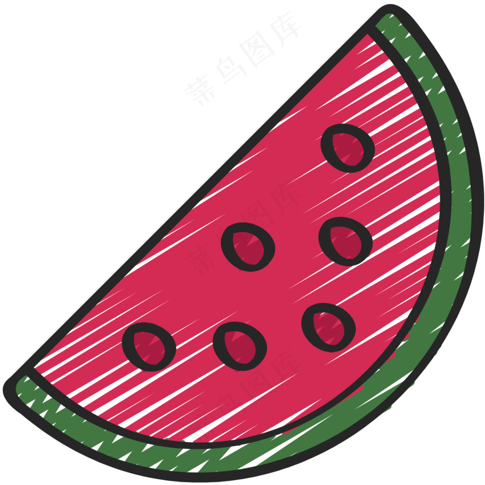 西瓜 watermelon绿色健康食品 铅笔手绘图标icon