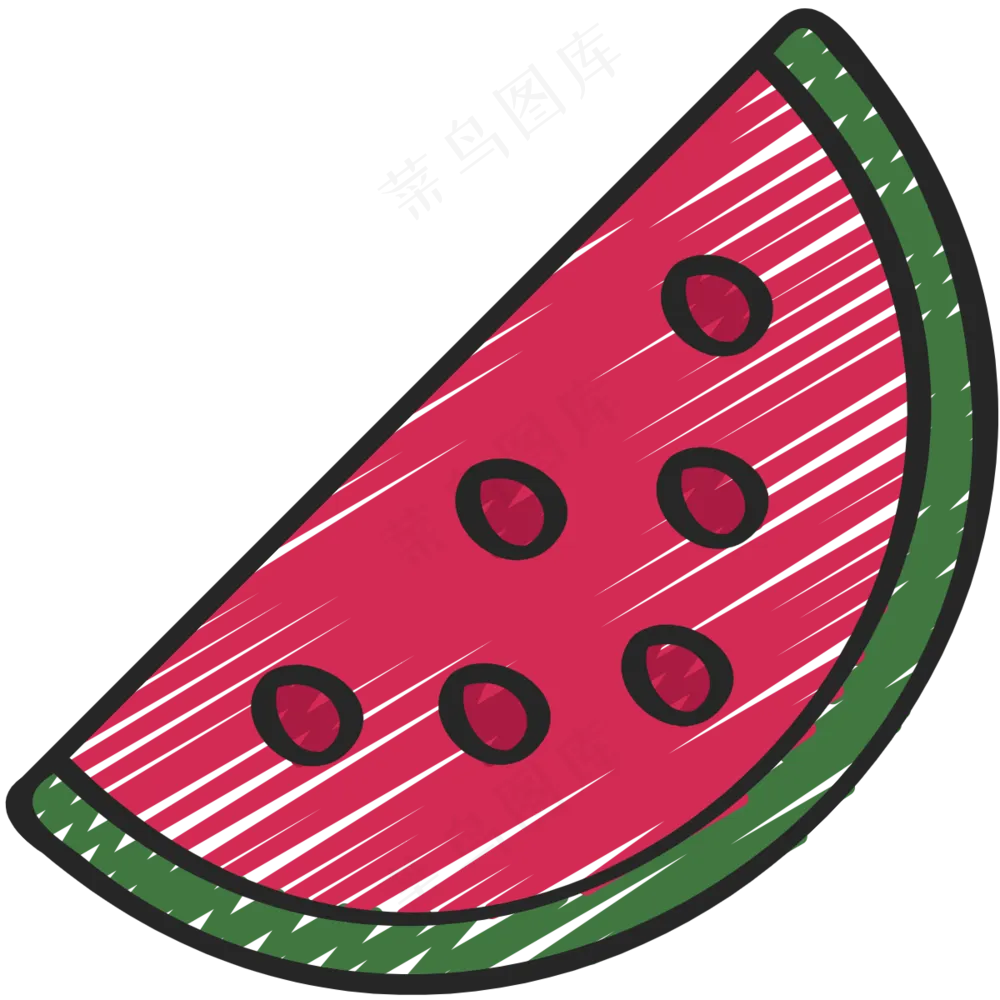 西瓜 watermelon绿色健康食品 铅笔手绘图标icon