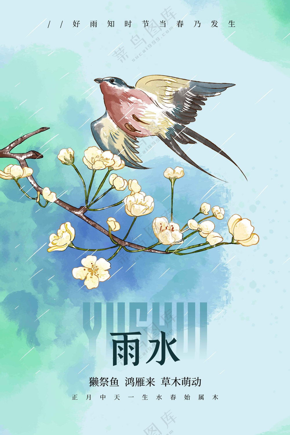 雨水节气传统活动海报