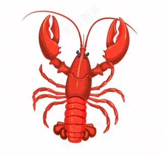 大龙虾海洋海鲜卡通插画免抠