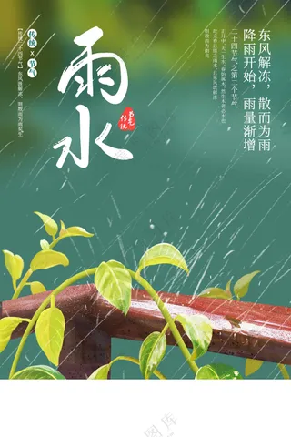 雨水节气传统活动海报