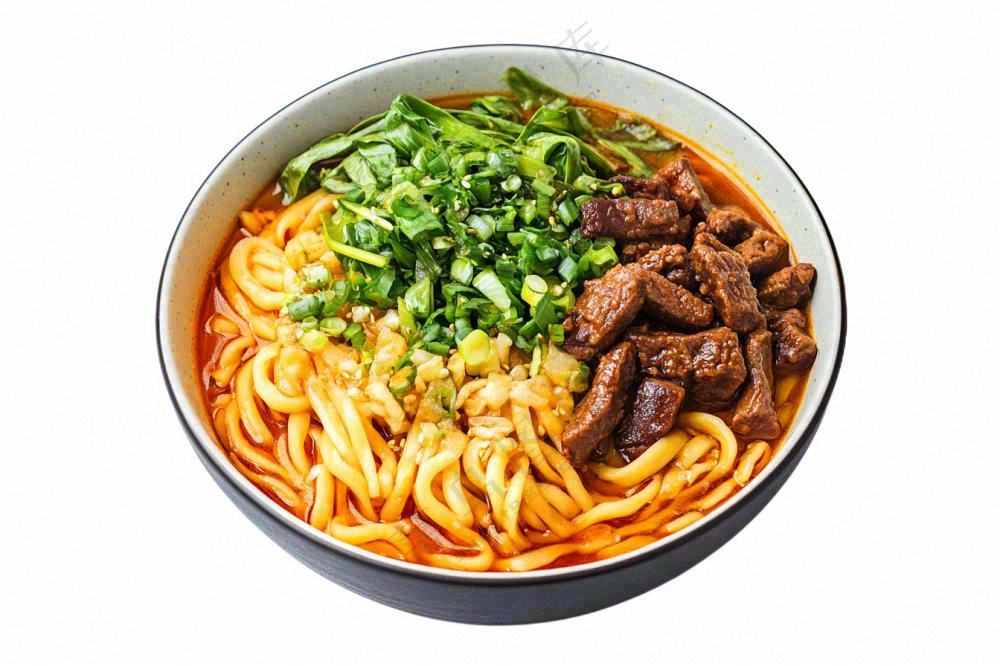 麻辣干拌面牛肉鸡肉美食摄影图免抠