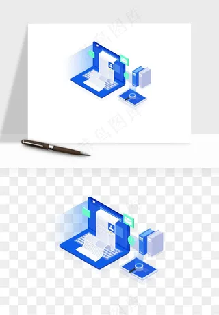 立体2.5d科技商务png免抠