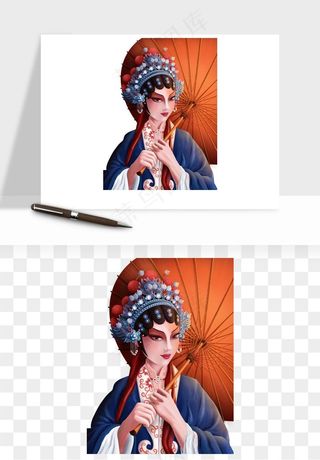 手绘国潮女性人物插画png免抠